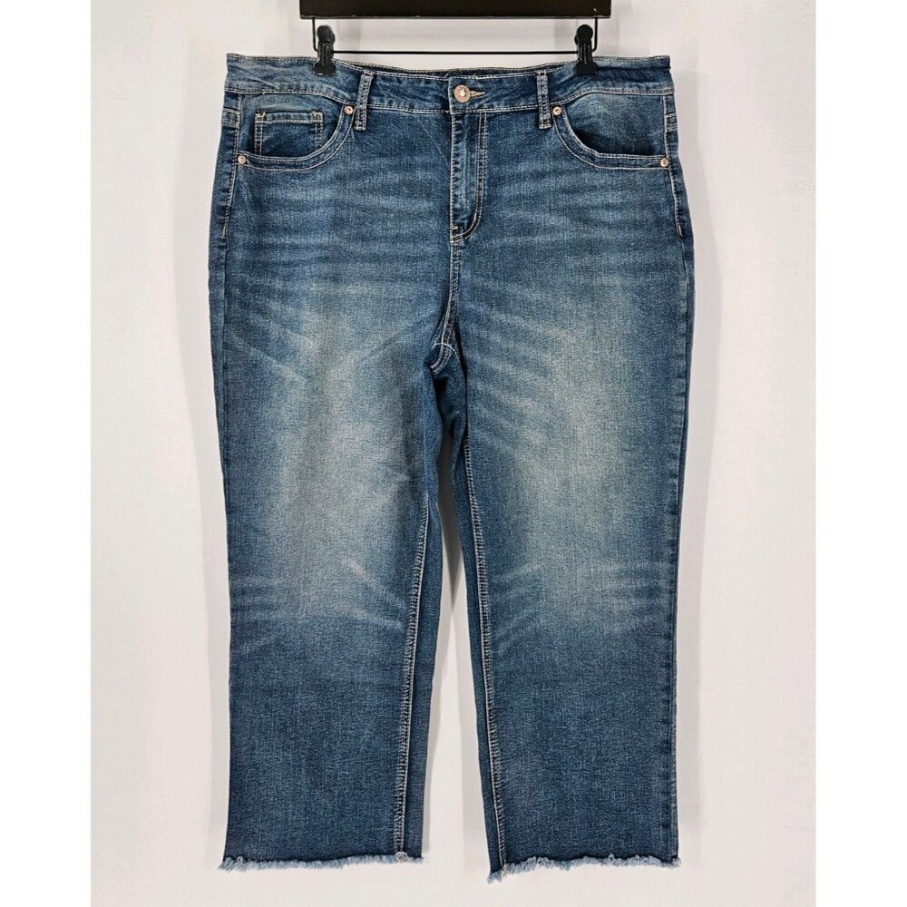 Hydraulic Wedgie Straight Leg Women 22 Stretch Crop Jean Design Pockets Raw Hem